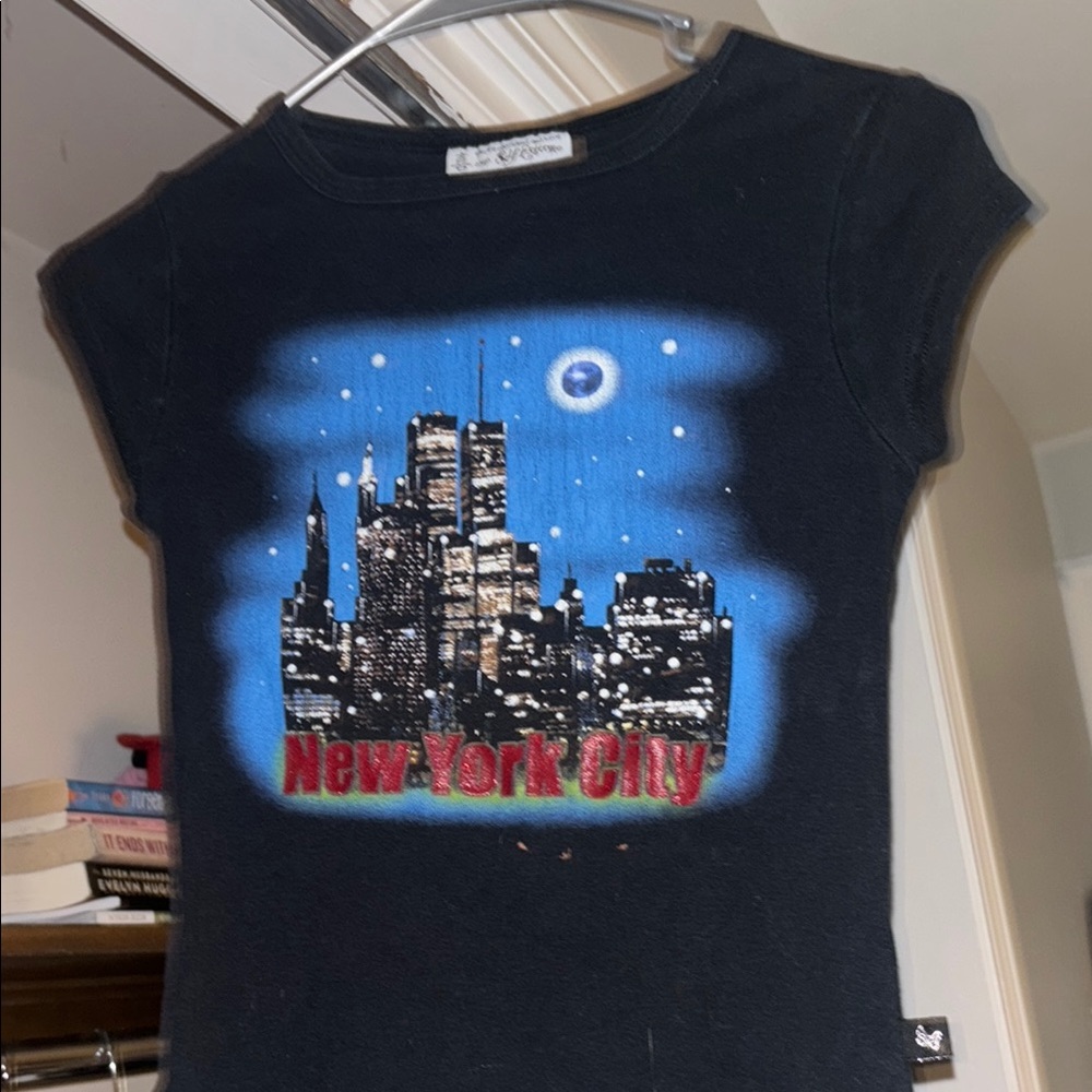 Vintage America Black and Blue New York City Crop Top